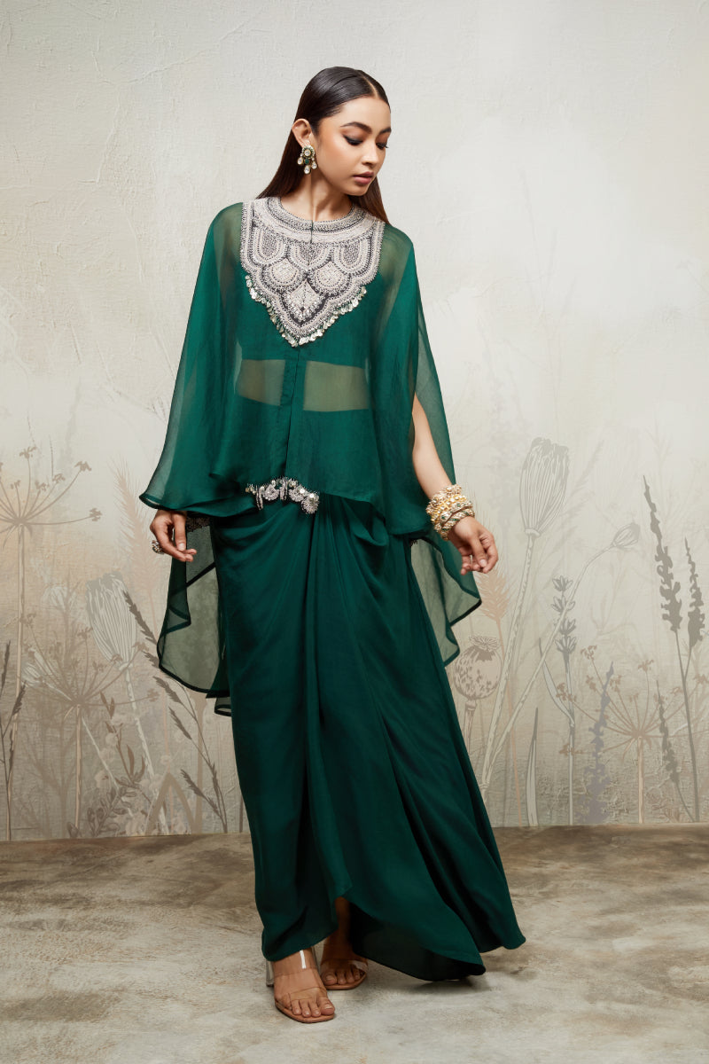Sn Resham Organza Umbrella Kaftaan