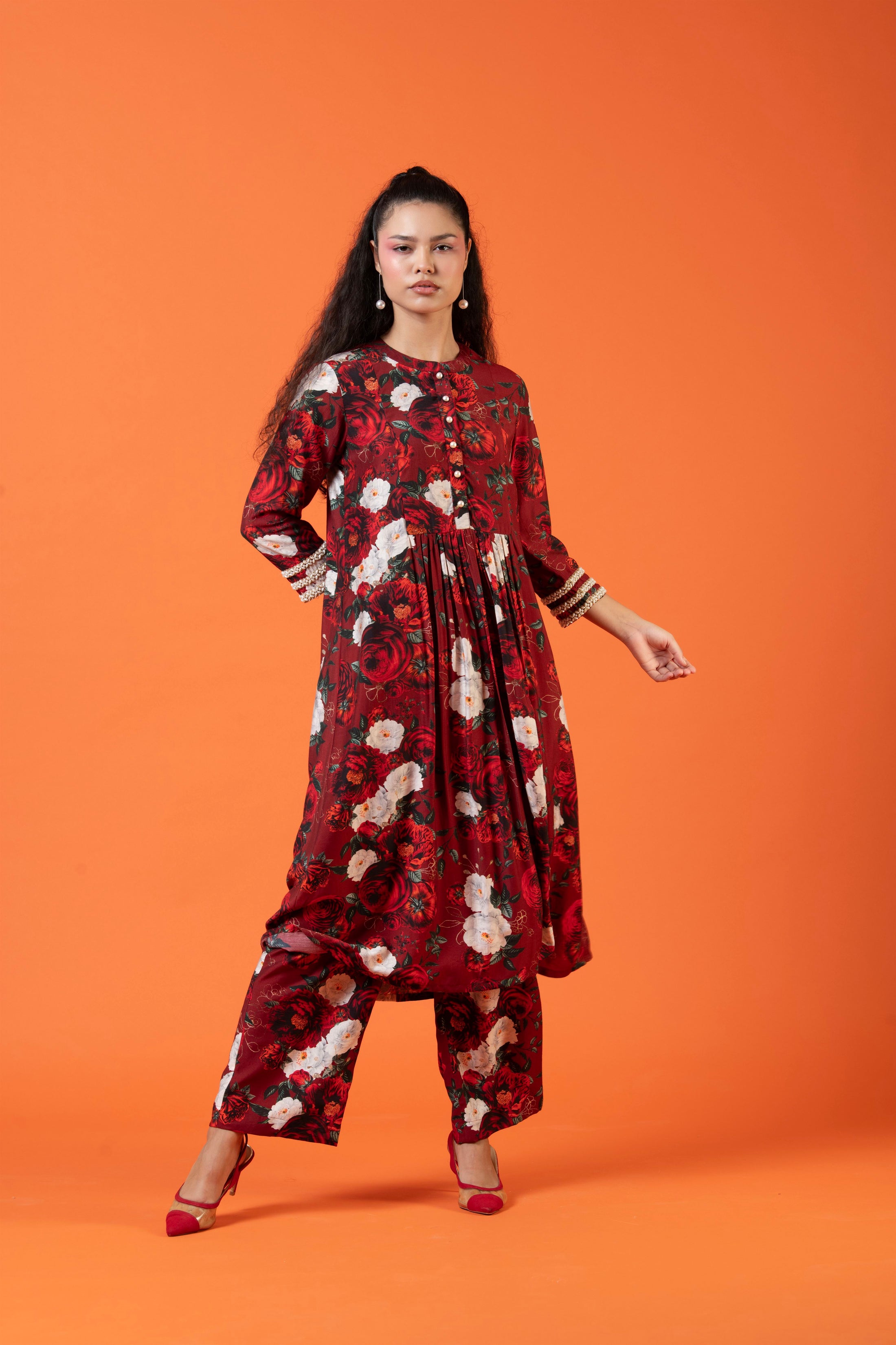 Bloom Red Flare Tunic Set