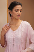 Load image into Gallery viewer, Pink Color Hand Embroidered Chanderi Silk Set
