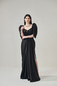 Load image into Gallery viewer, Black Draped Gown With Voluminous Sleeves
