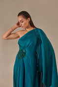 Load image into Gallery viewer, Teal One Shoulder Drape Gown
