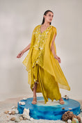 Load image into Gallery viewer, Satin Organza Cape And Fitted Sleeveless Jacket And Drape Skirt Set
