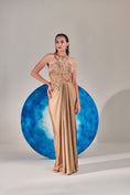 Load image into Gallery viewer, Champagne Gold Corset Halterneck Gown
