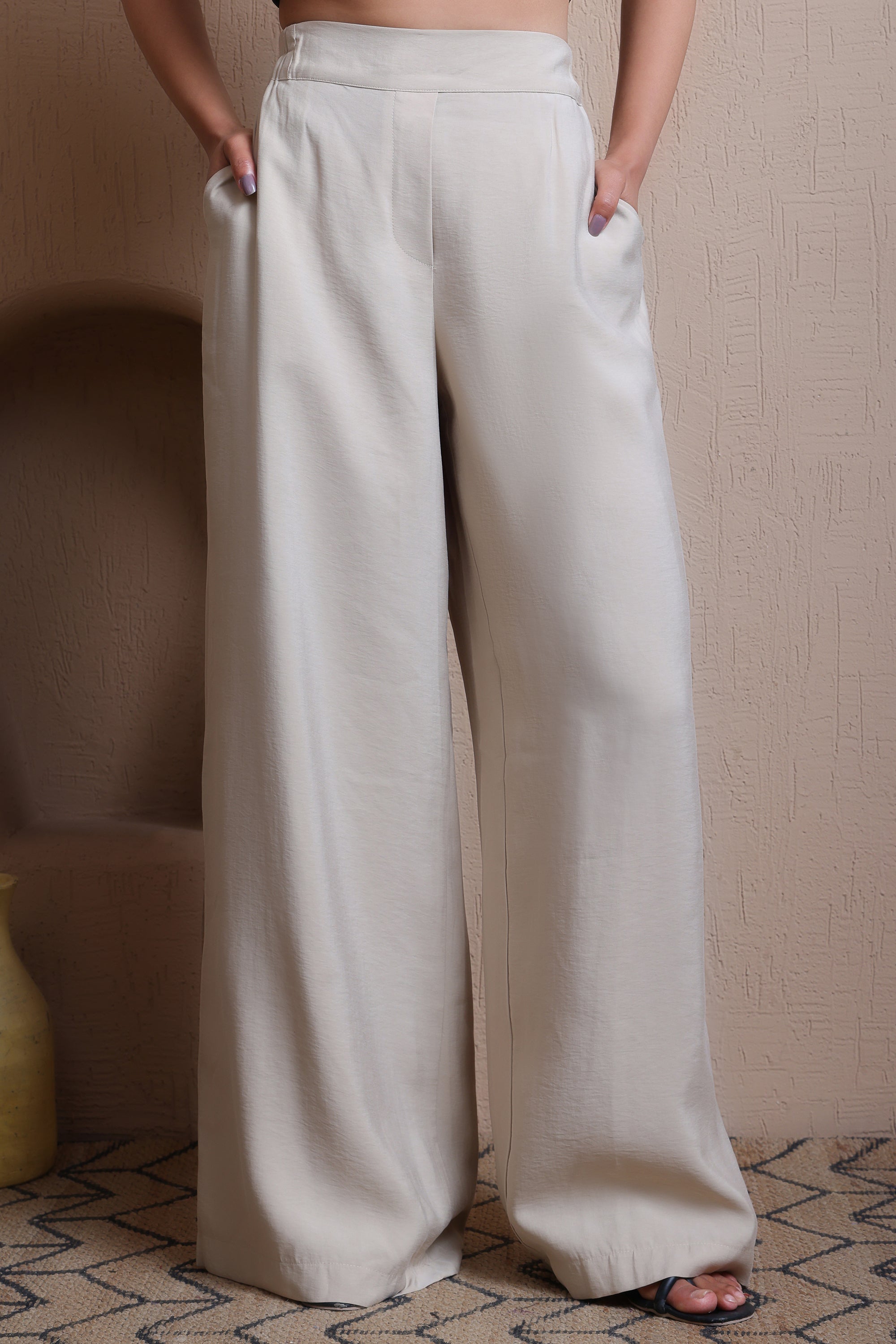 Solid Elastic Waist Pants -  Meiala