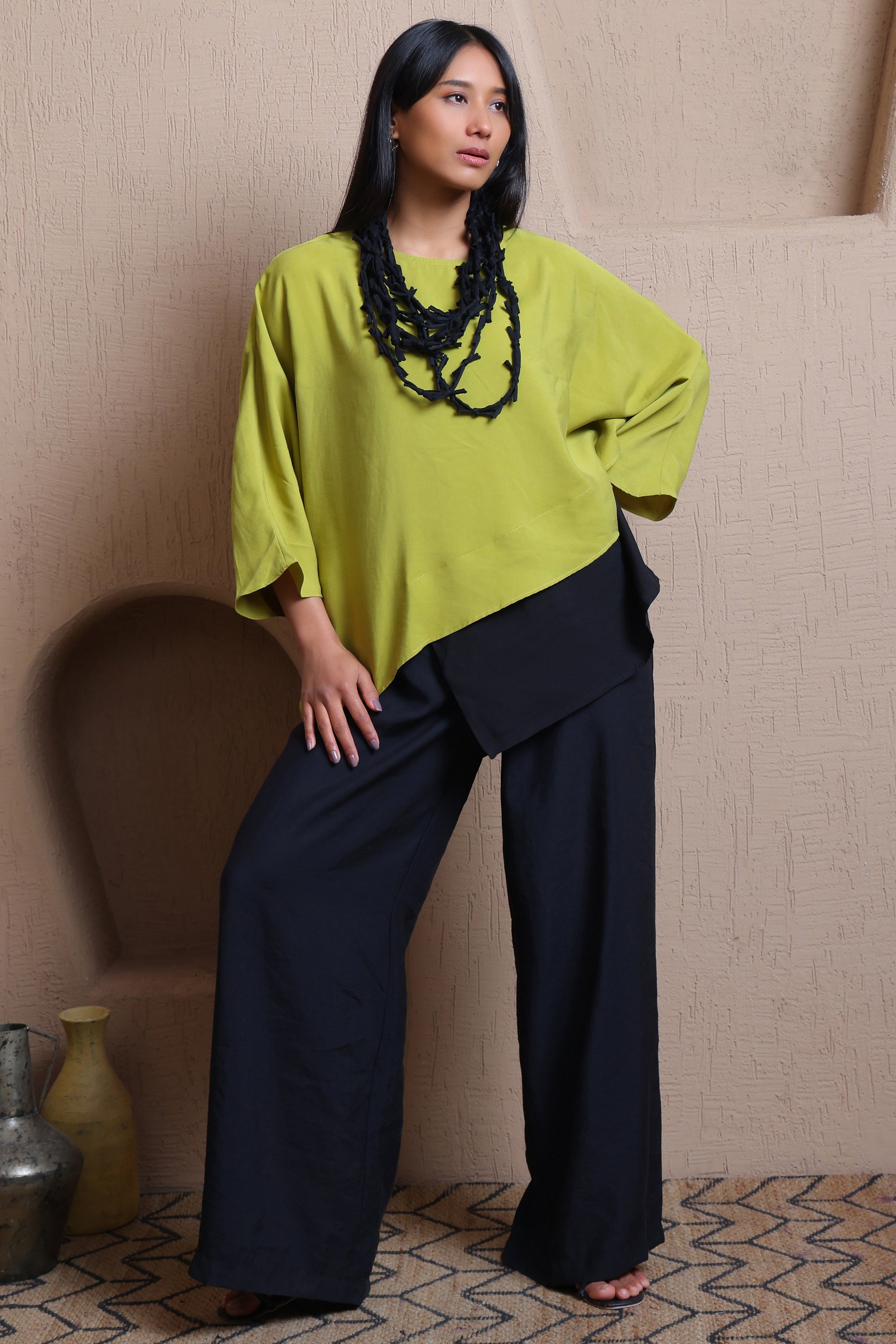 Solid Elastic Waist Pants -  Meiala