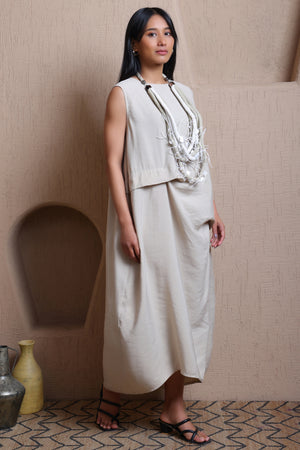 Solid Classic Dress With Gathers -  Meiala