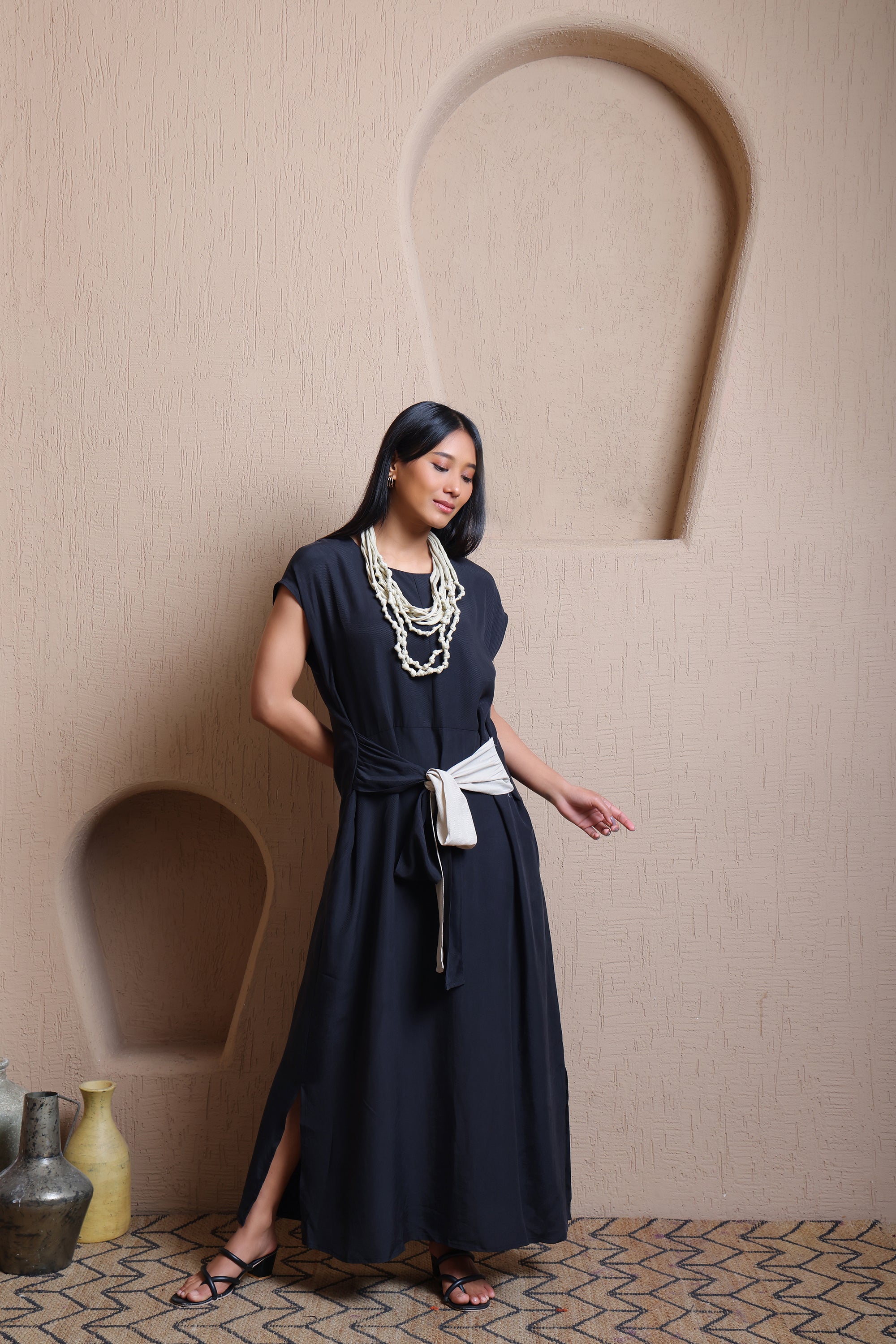 Front Tie Long Dress  -  Meiala
