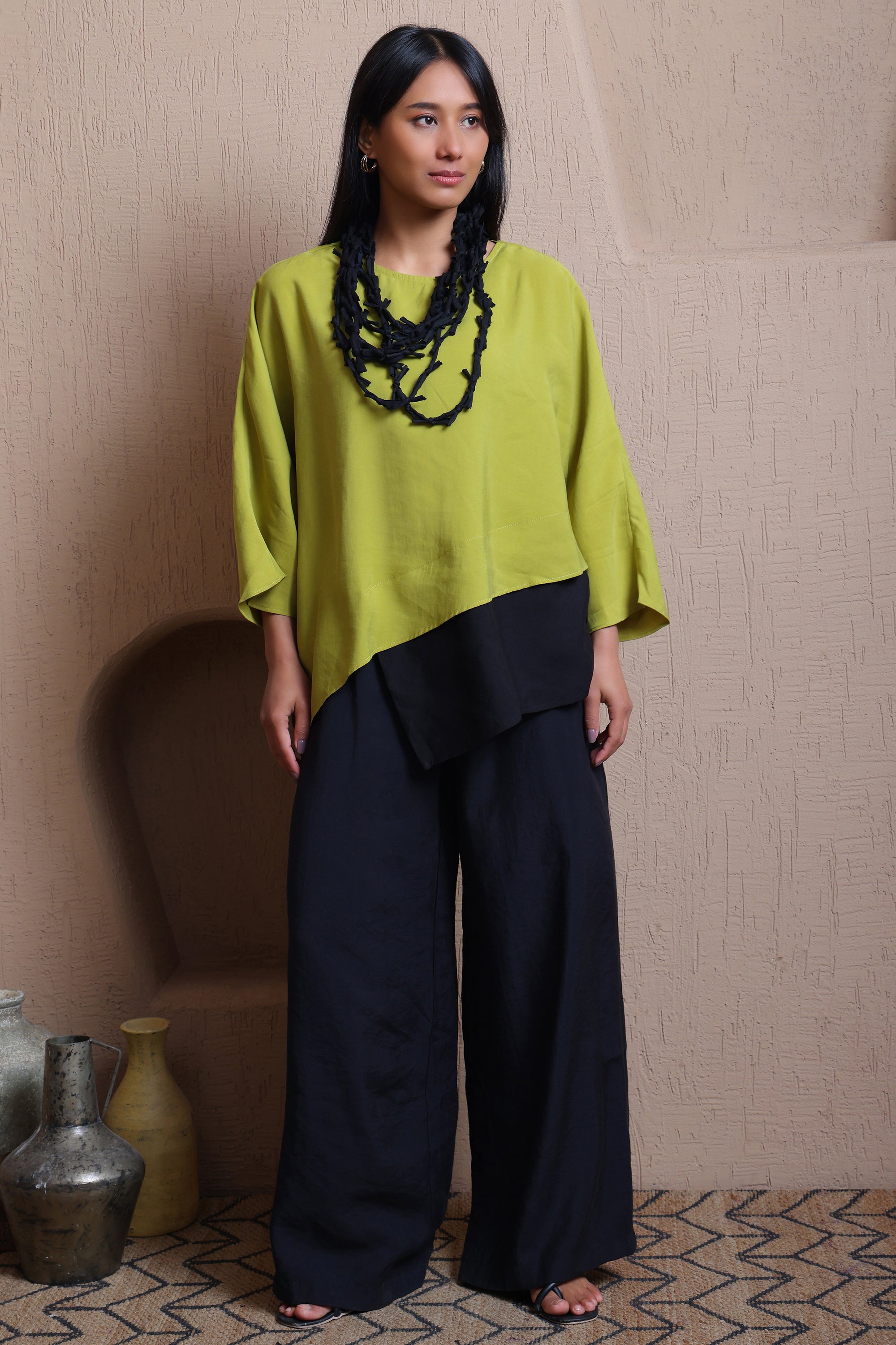 Solid Elastic Waist Pants -  Meiala