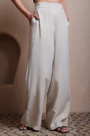Solid Elastic Waist Pants -  Meiala