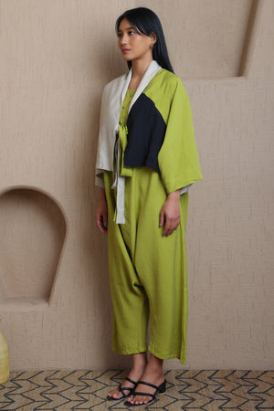 Short Front Open Jacket Contrast Color -  Meiala
