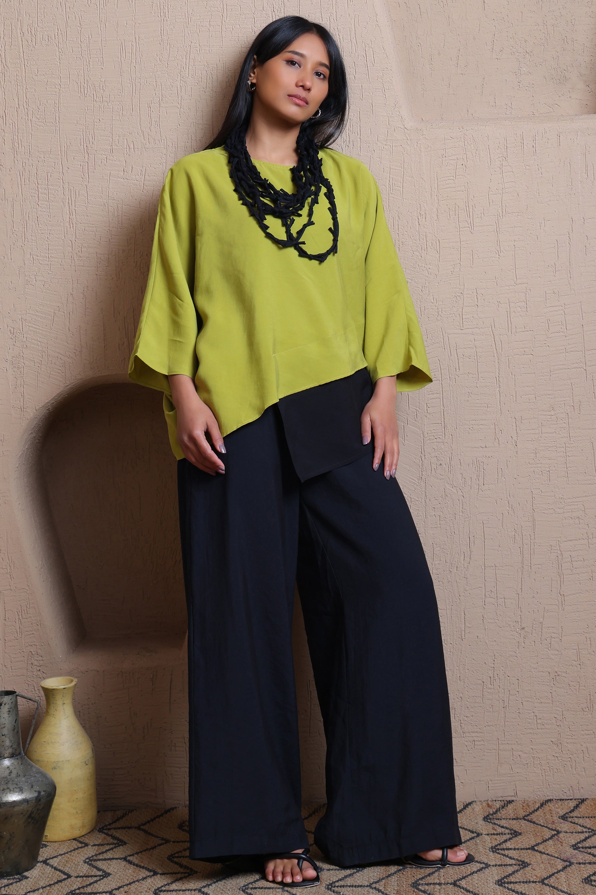 Solid Elastic Waist Pants -  Meiala