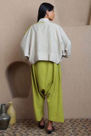 Short Front Open Jacket Contrast Color -  Meiala