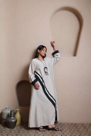 Asymmetric Cut long dress with Statement Neck Piece -  Meiala