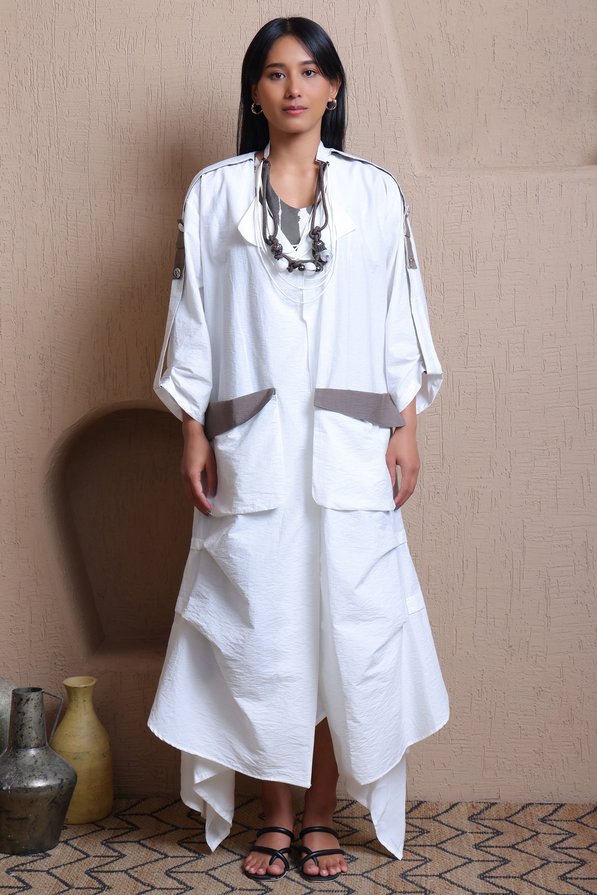 Front Open Jacket with Patch Pockets -  Meiala