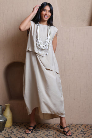 Solid Classic Dress With Gathers -  Meiala