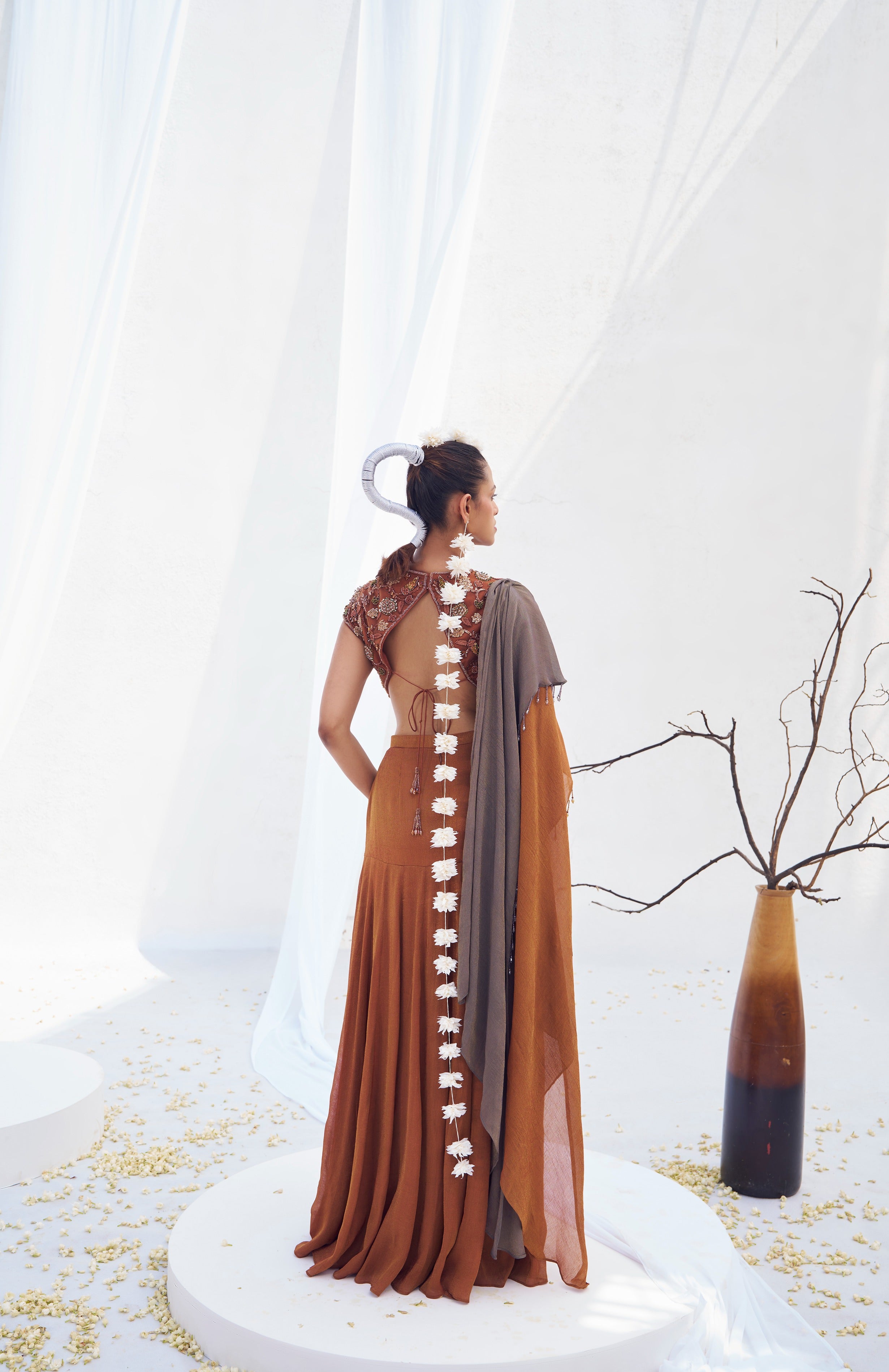 Dayamayi Festive Draped Saree Blouse Set