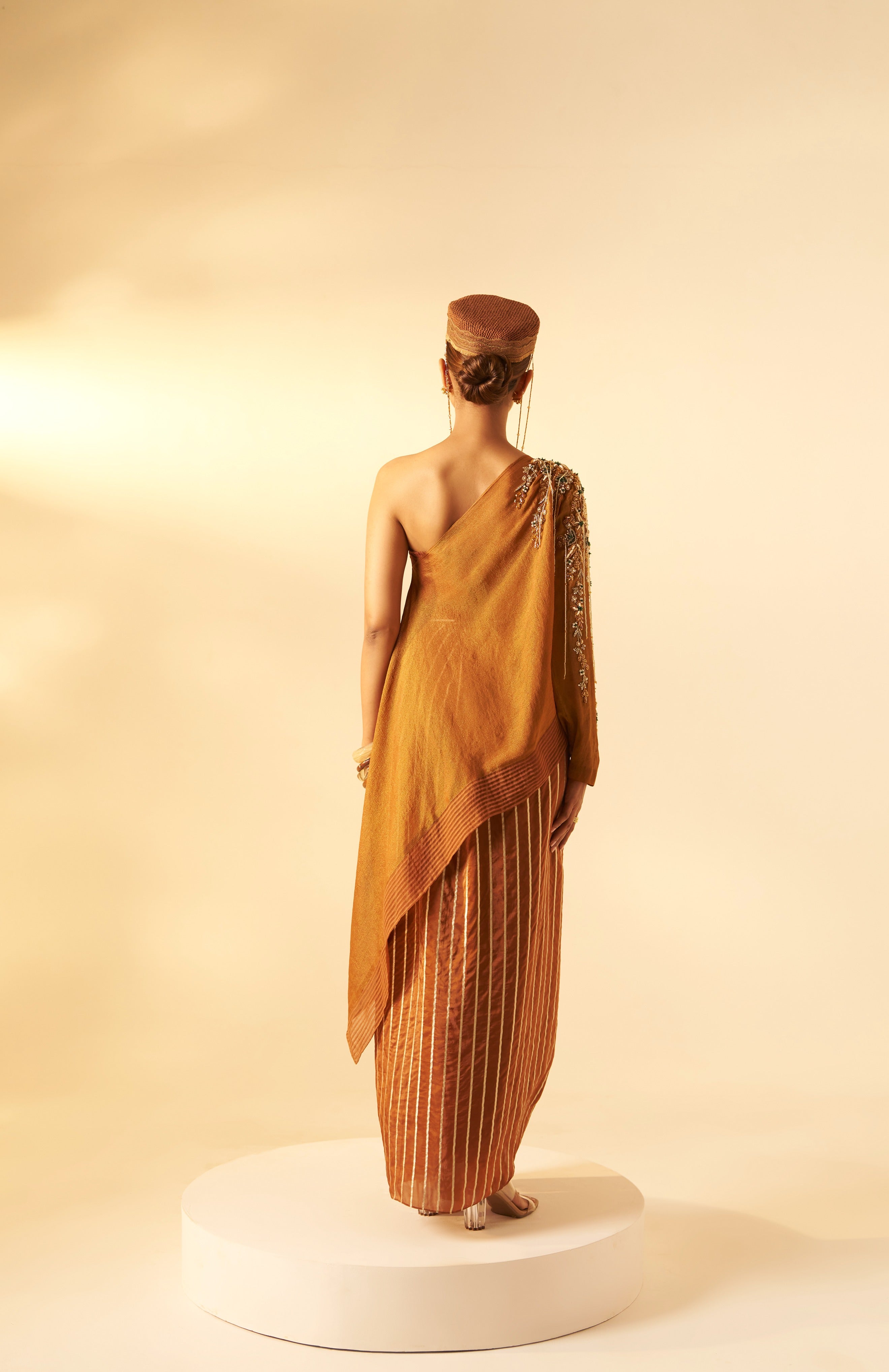 Girija One Shoulder Top With Draped Skirt