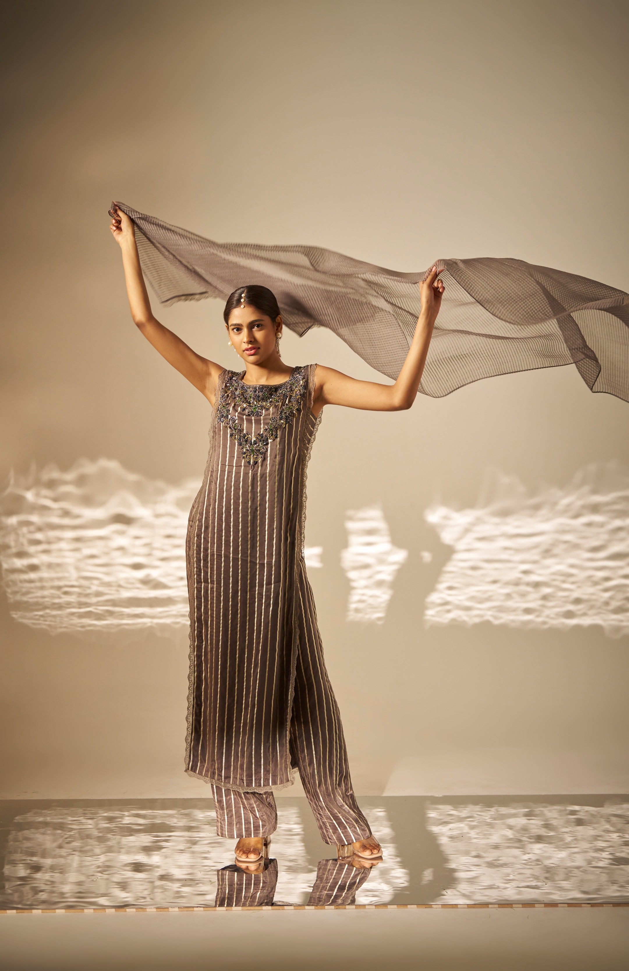 Tejasvini Striped Embroidered Kurta Set