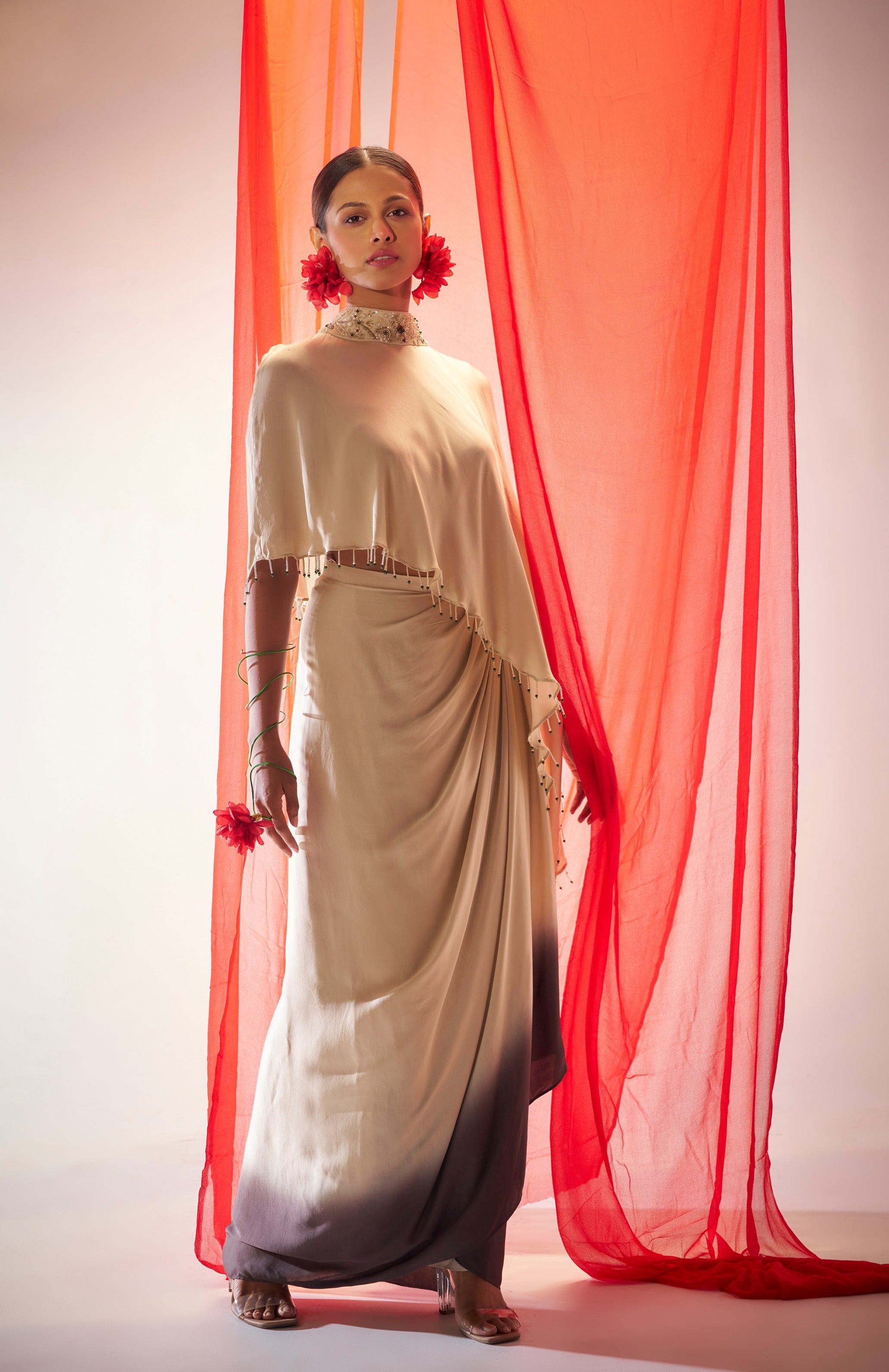 Aparajita Draped Skirt And Cape Set