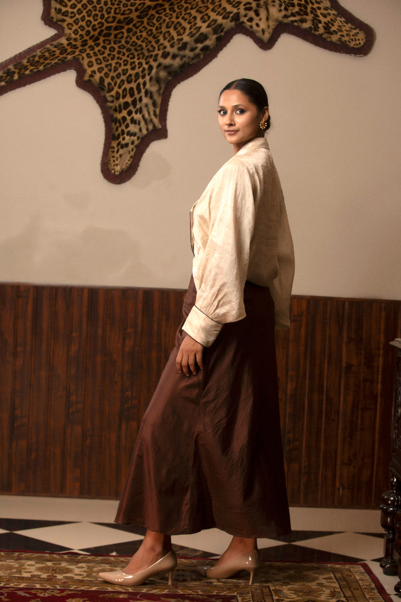 Parv - Silver Shirt Skirt Set
