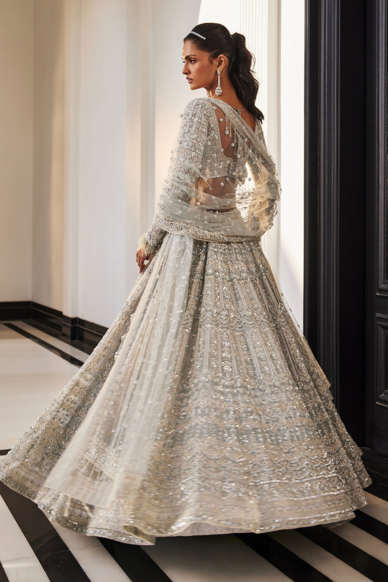 Iceblue Embroidered Organza Set