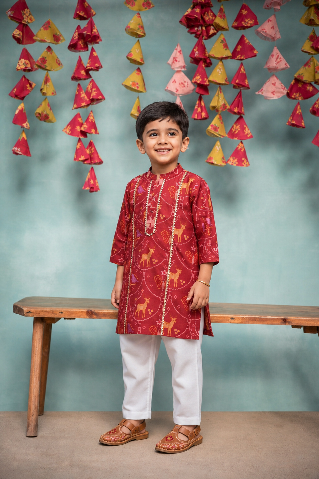 PRINTED IKKAT KURTA WITH PANTS