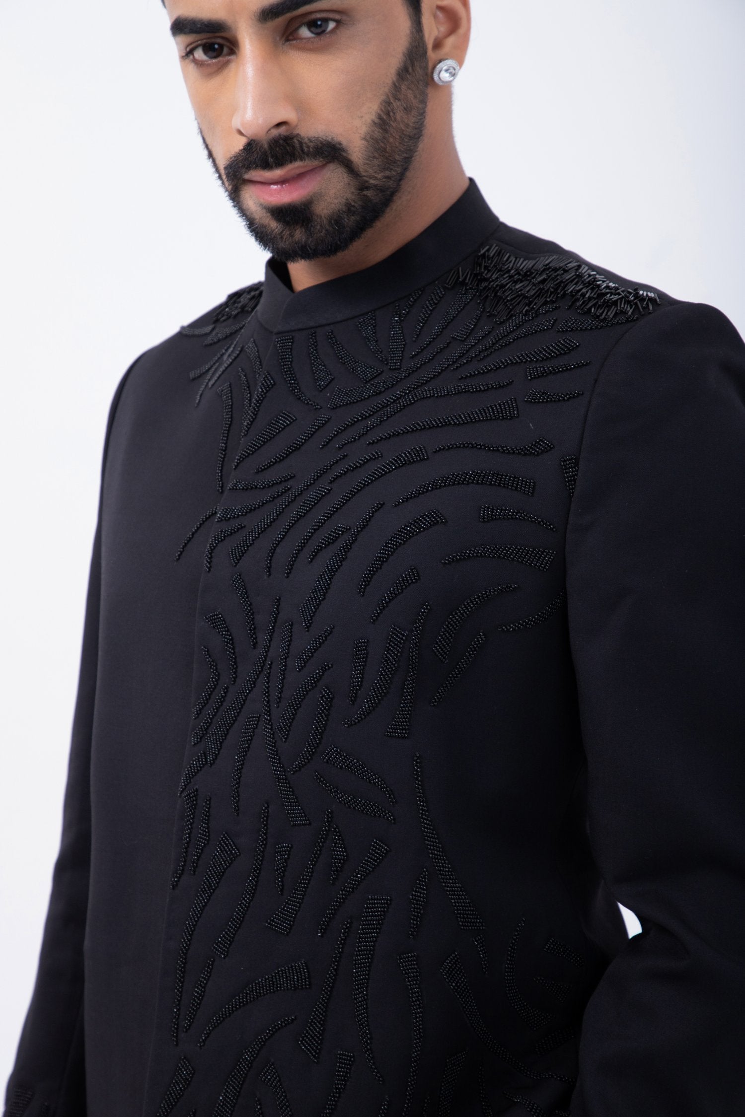 Black 3D Embriodered Bandghala Set
