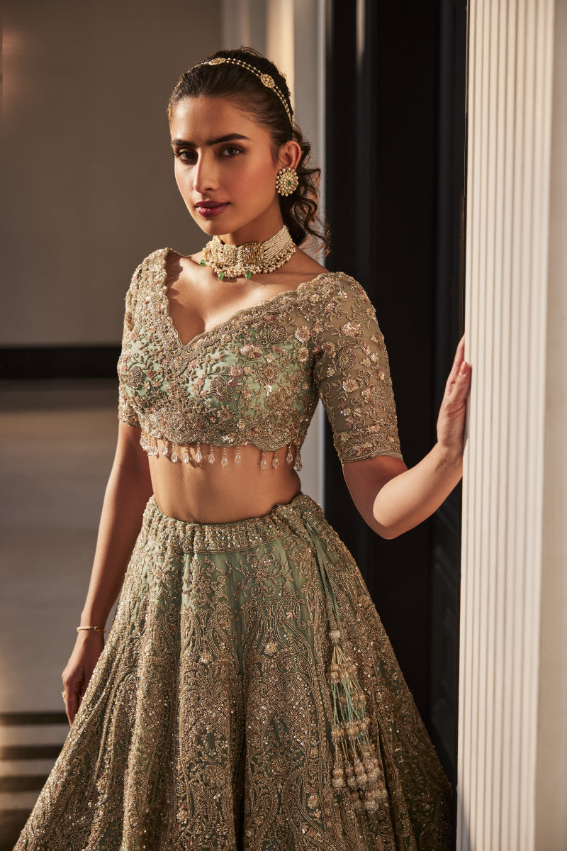 Aqua Organza Embroidered Set