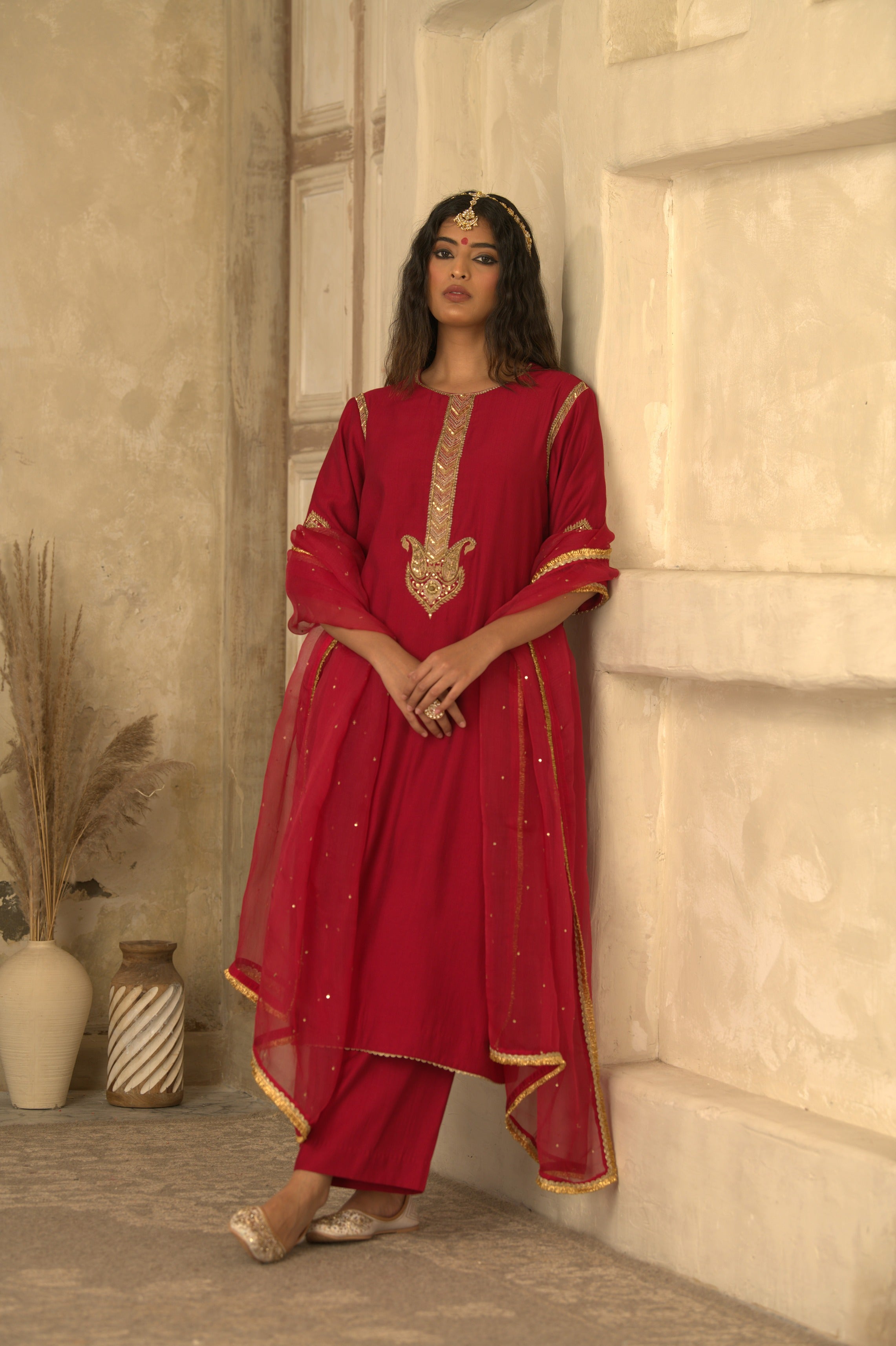 PINK MUGHAL PASHA KURTA SET