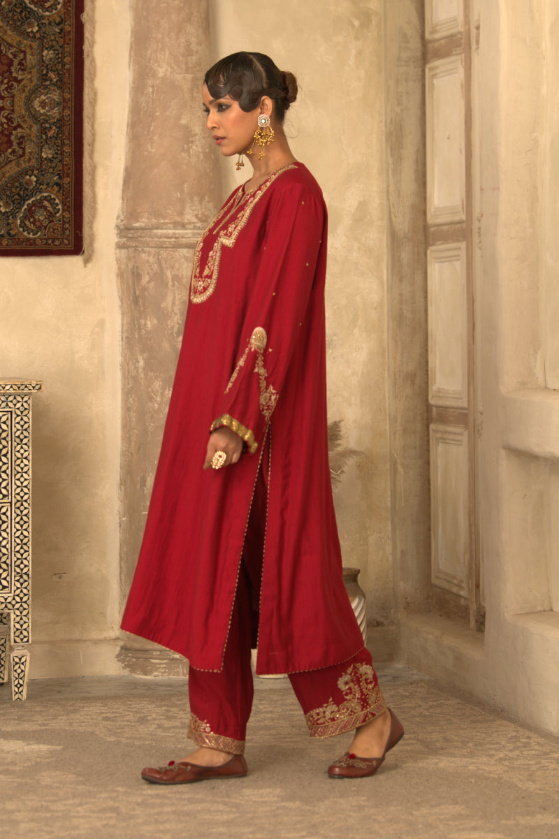 RED MUGHAL BAGH KURTA
