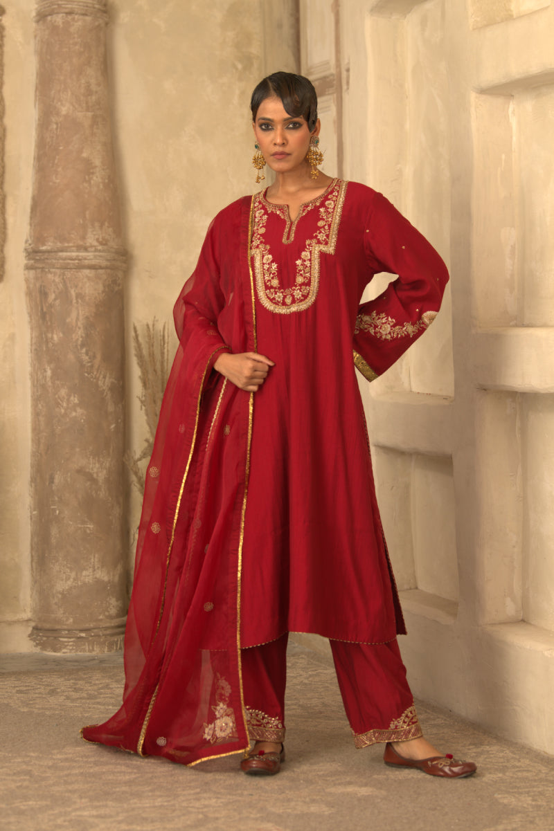 RED MUGHAL BAGH KURTA