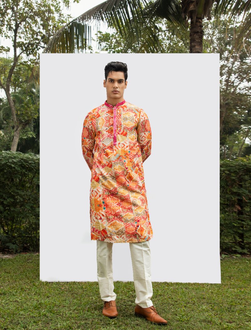 Diamond Printed Mirror Cheeta Kurta Set