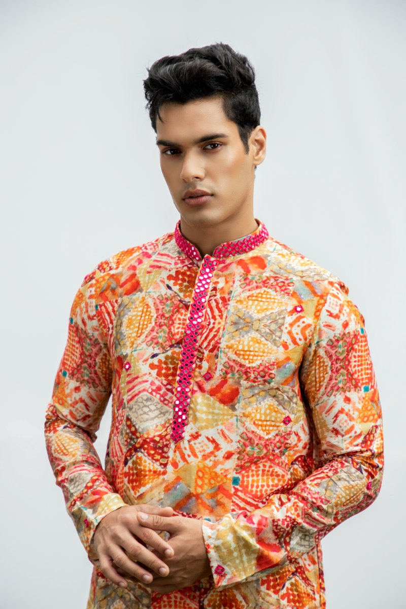 Diamond Printed Mirror Cheeta Kurta Set