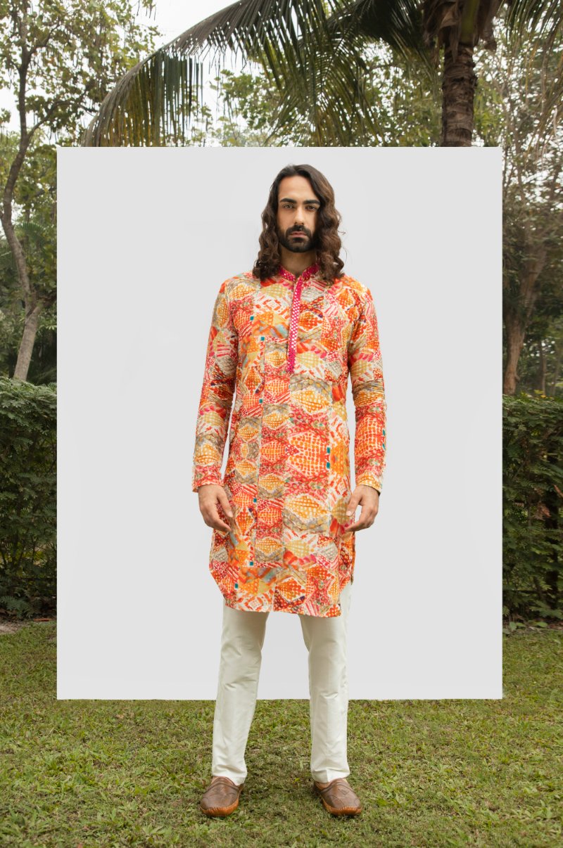 Diamond Printed Mirror Kurta Set