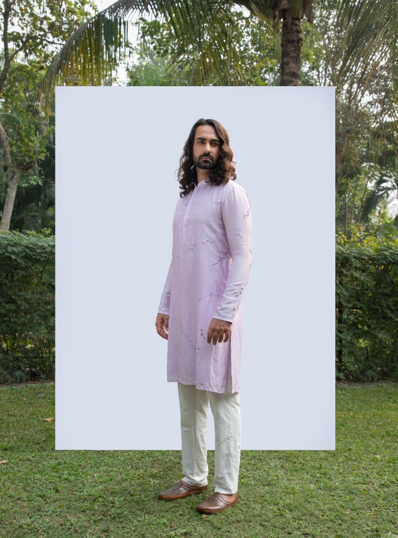 Lilac Zig Zag Mirror Kurta Set