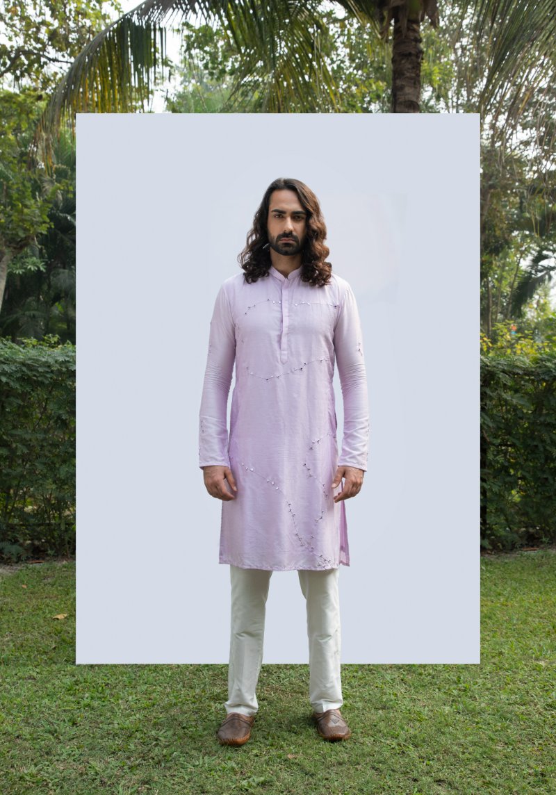 Lilac Zig Zag Mirror Kurta Set
