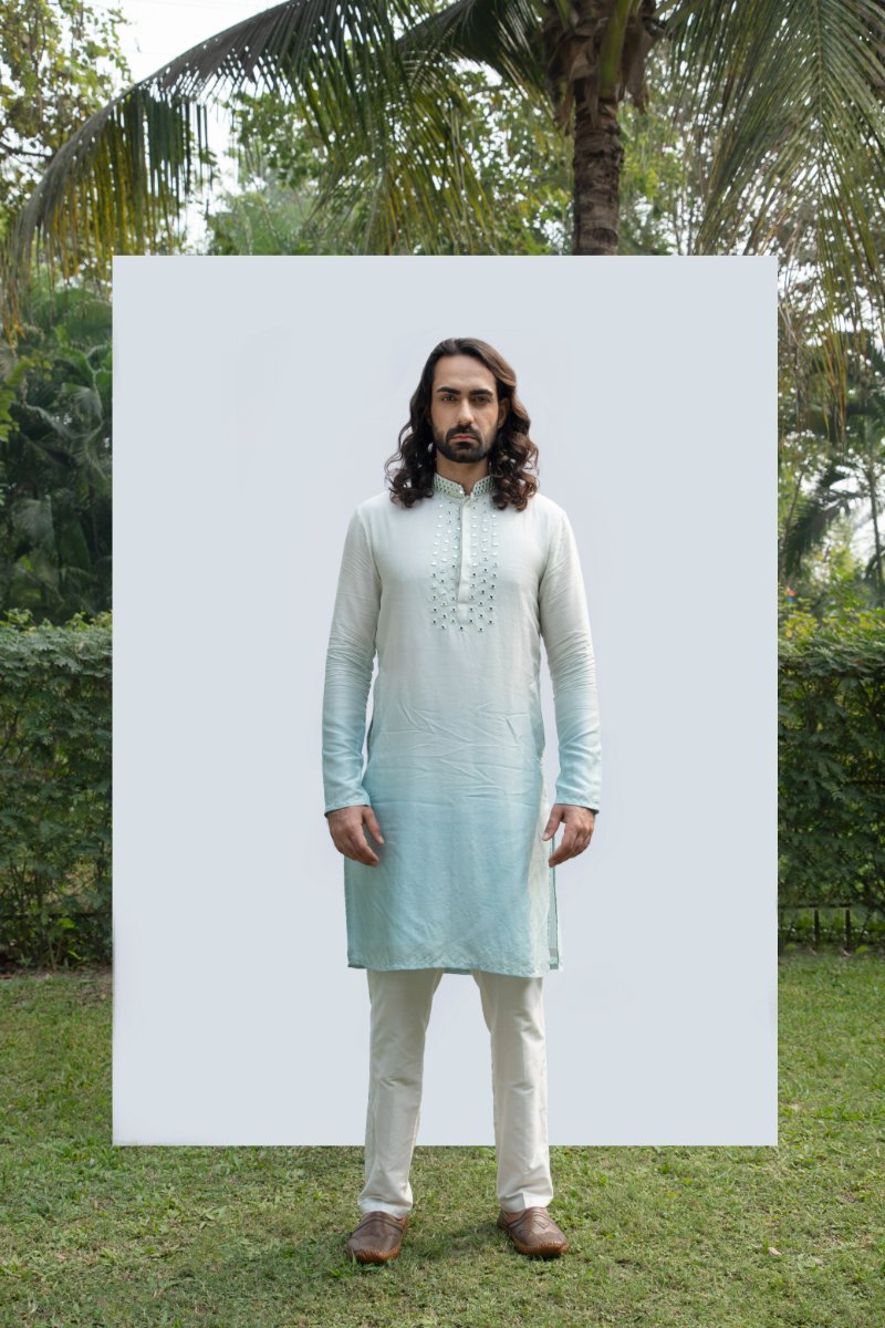 Ice Blue Ombre Mirror Kurta Set