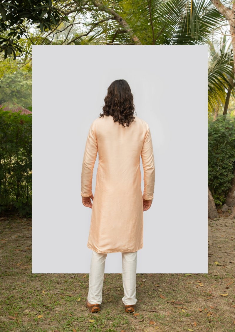 Peach Vintage Mirror Kurta Set