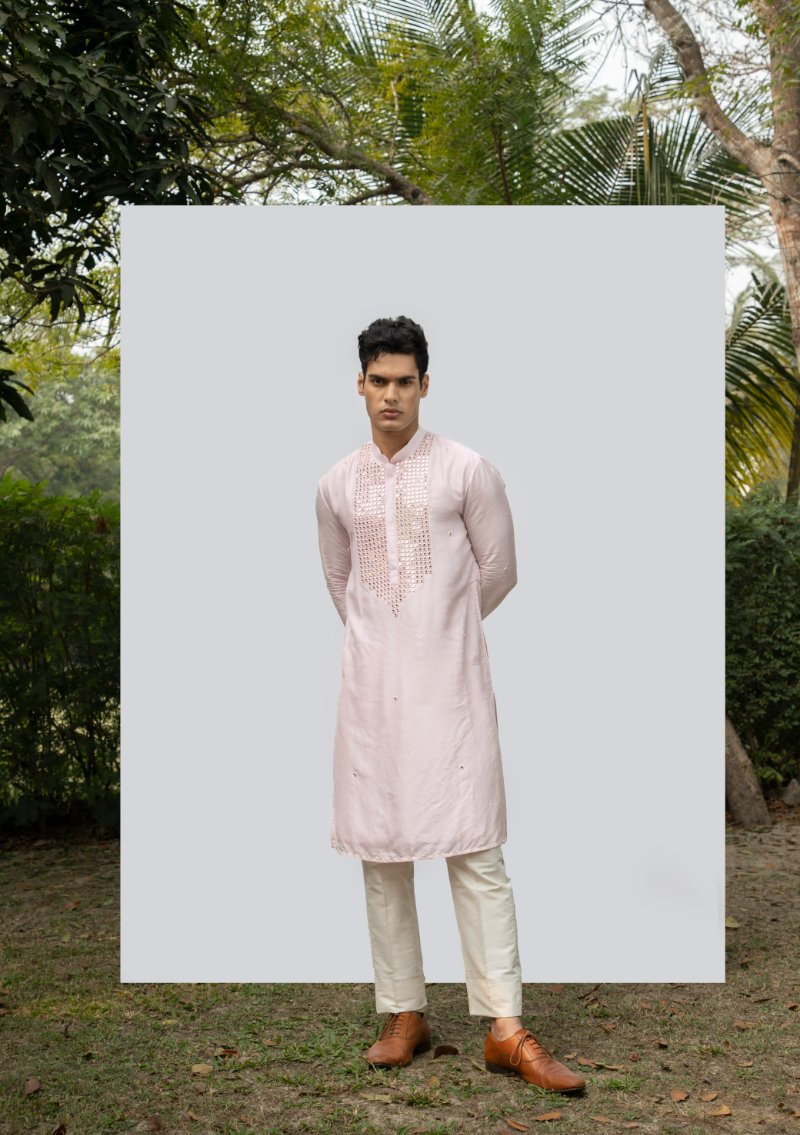 Pink Vintage Mirror Kurta Set