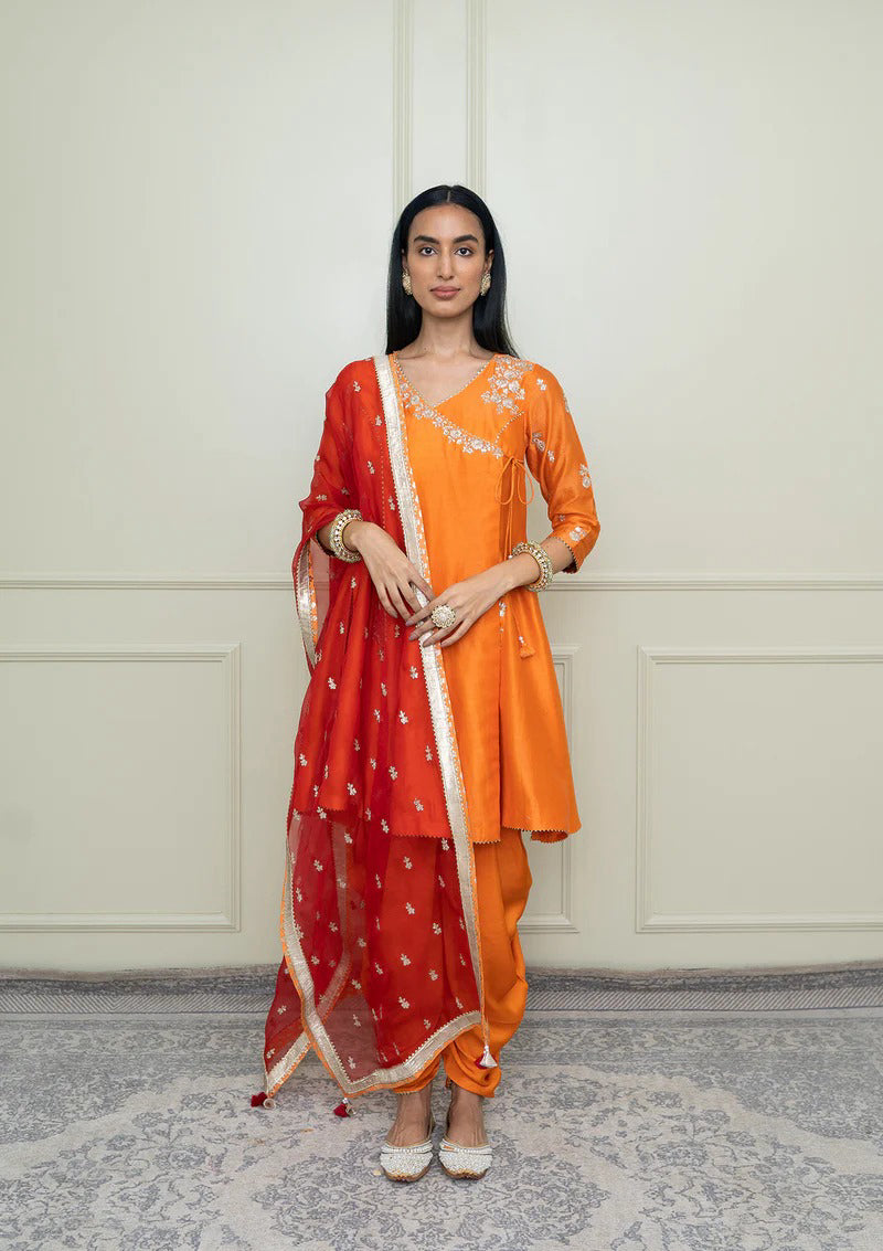 Shafira-Anghrakha with dhoti and dupatta
