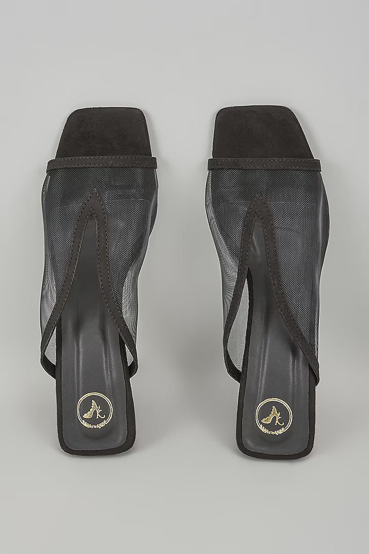 Black Shark Net Open Toe Heels